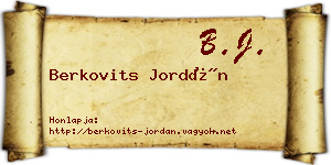 Berkovits Jordán névjegykártya